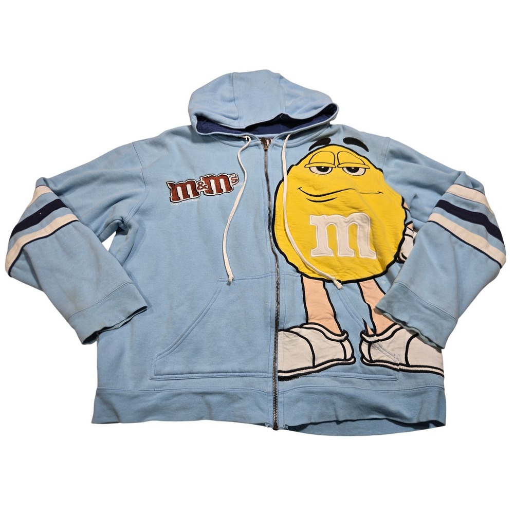 JH Design M&Ms Yellow Zip Up Hoodie Blue Mens XL Racing Sweatshirt NASCAR